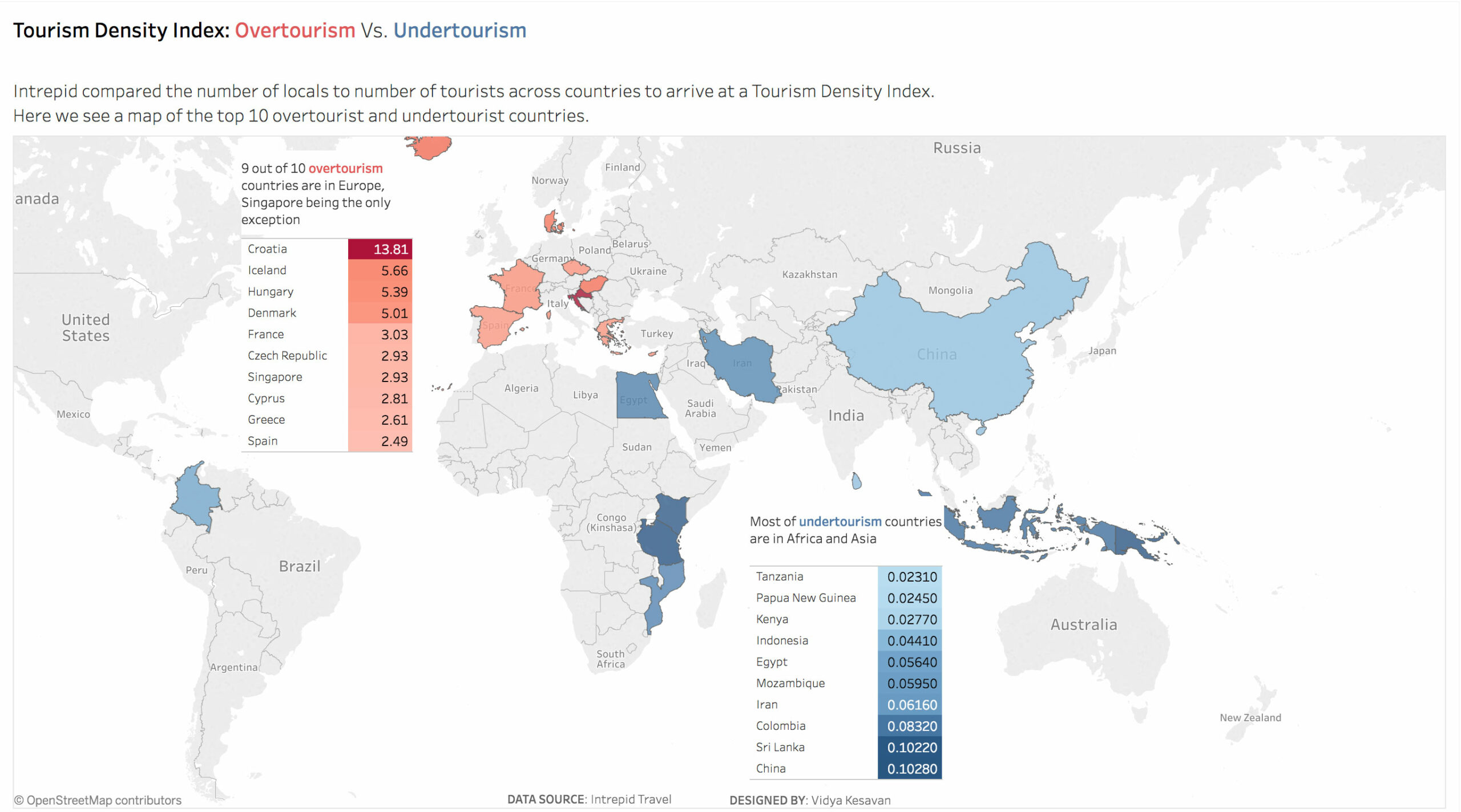 Carte du sur-tourisme dans le monde